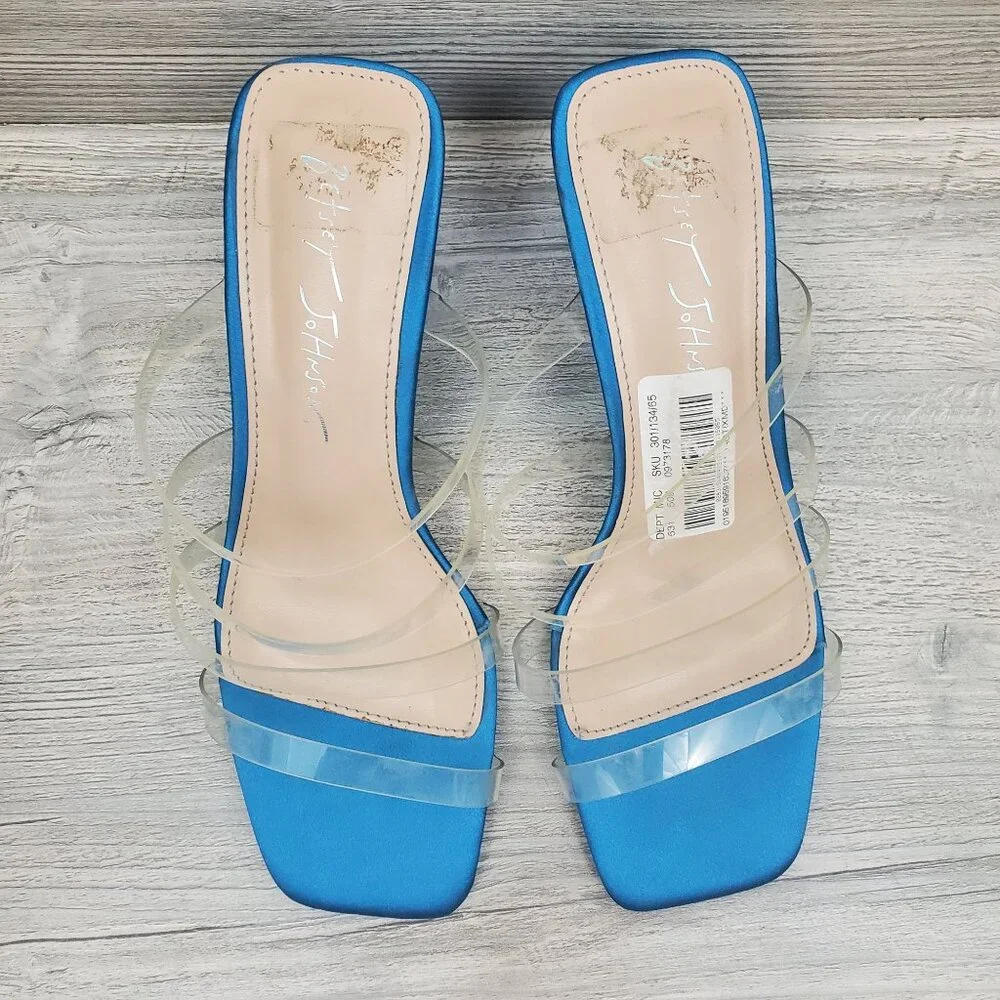 Betsey Johnson Capri blue rhinestone heels